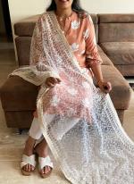 Net White Party Wear Embroidery Work Dupatta